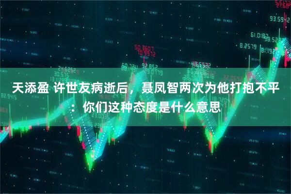 天添盈 许世友病逝后，聂凤智两次为他打抱不平：你们这种态度是什么意思